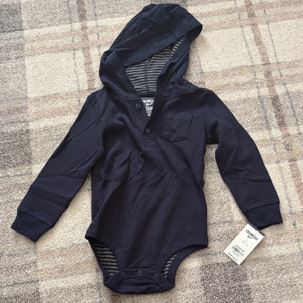 OshKosh B'gosh Dark Blue Hooded Bodysuit